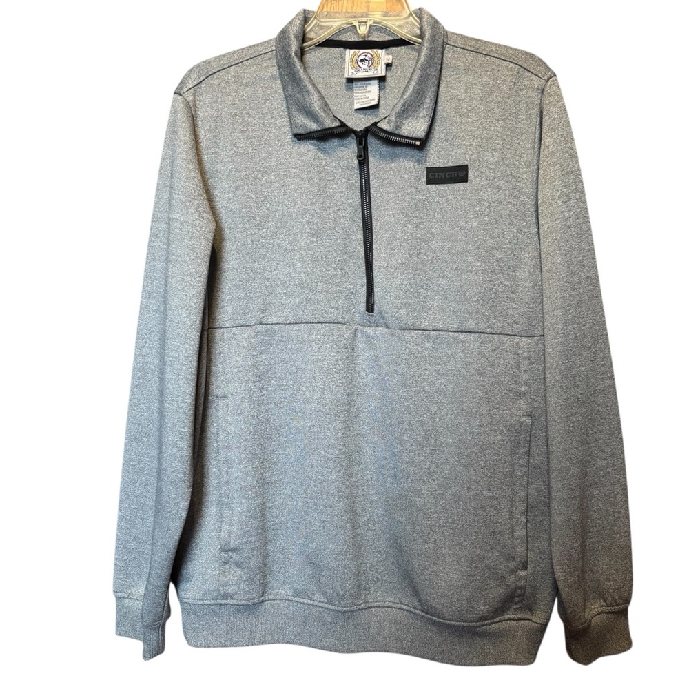 Cinch Men's Half Zip Heather Grey Pullover Sweatshirt MWJ1559001 Size Medium
